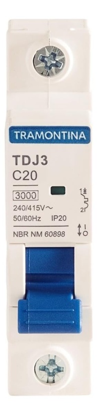 Disjuntor Monopolar TDJ3-1C20 1P 20A 3kA: Proteção Essencial para sua Instalação Elétrica - imagem 1