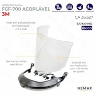 Viseira Protetor Facial Acoplável Capacete Fgf700 3m Cor Transparente - imagem 3