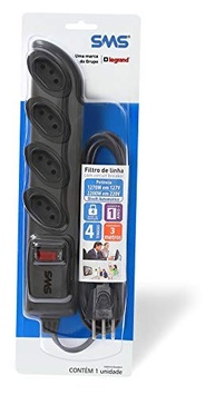 Filtro de Linha SMS Bivolt 4 Tomadas 3M Preto: Proteção e Praticidade para Seus Equipamentos - imagem 4