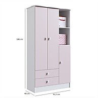 Quarto Bebê Completo Branco/Rosa – Berço + Guarda-Roupa 3P - imagem 2