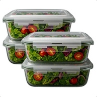 Kit 4 Potes de Vidro Herméticos 1040ml - Forno Refratário, Tampa com Trava, Livre de BPA - imagem 1