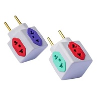 Kit 2 Adaptadores Cubo Colorido: 4 Tomadas Universais Bivolt 10A/20A - imagem 2