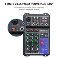 Mesa de Som 3 Canais Bluetooth Profissional Portátil com Equalizador 4 Bandas e Efeitos DSP - imagem 5