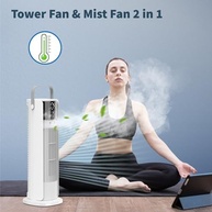 Ventilador de Torre com Nebulização 40cm - 700ml, Oscilação 90°, Controle Remoto e 4 Velocidades - imagem 3