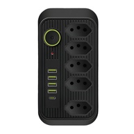 Régua de Tomada 5 Tomadas + 4 USB (1 Tipo-C) 2m 2500W - Proteção e Conectividade Total! - imagem 1