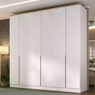 Guarda-Roupa 6 Portas 4 Gavetas Logan Mambel – Design Moderno em Branco e Olmo - imagem 1