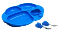 Kit Alimentação Infantil com 4 Divisórias Hipopótamo - Talheres Ergonômicos Marcus e Marcus Azul - imagem 1