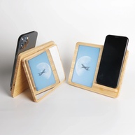 Carregador Wireless 4 em 1: Base de Bambu + Porta Fotos - imagem 2