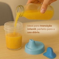 Kit 4 Copos para Bebês com Bico de Transição 350ml - Antivazamento, Tampa Higiênica e Design Reforçado (Azul) - imagem 5
