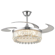 Ventilador de Teto Retrátil com Cristais e LED | 4 Pás, Controle Remoto, Design Luxuoso - imagem 1