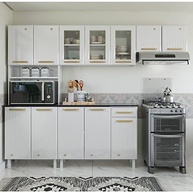 Cozinha Compacta em Aço Inox 4 Peças com 12 Portas e 1 Gaveta Diamante - Telasul Branco - imagem 2