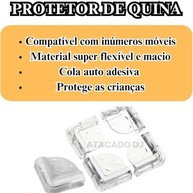 Protetor de Quina para Mesa em Silicone Transparente - Kit com 4 Unidades para Segurança Infantil - imagem 5