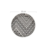 Pratos Rasos em Fibra de Bambu 25cm - Jogo com 4 Peças Ecológicas com Design Étnico Preto e Branco - imagem 3