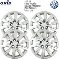 Jogo 4 Calotas Aro 15 VW Polo, Fox e SpaceFox (2008-2016) Grid GR078CP com Adesivo Logo Resinado - imagem 4