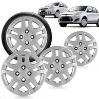 Kit 4 Calotas Aro 14 Fiesta Hatch Sedan 2011-2013 Prata Grid - Cubo Baixo - imagem 2