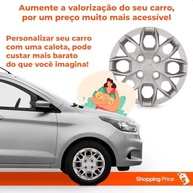 Kit 4 Calotas Esportivas Aro 14 Ford Ka Hatch/Sedan 2015-2018 Prata Grid - imagem 5