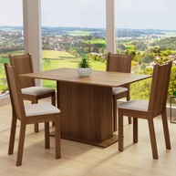 Conjunto Sala de Jantar Madesa Luana - Mesa de Madeira com 4 Cadeiras Rustic/Pérola - imagem 1
