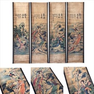 Pergaminhos de Madeira Dragão Gueixa - Arte Japonesa Decorativa para Parede (4 Peças) - imagem 2