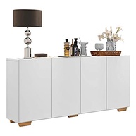Aparador Buffet 4 Portas Veneza Multimóveis | Design Moderno em Branco/Natural - imagem 2