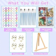 VIGEGU - Kit de Pintura por Números para Adultos | 4 Telas com Moldura + Cavalete de Madeira - imagem 4