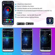 YUGUANG 4 Cápsulas Luzes LED RGB para Carro - Controle App, Modo Música, Impermeável - imagem 5