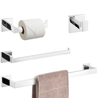 Kit Acessórios Banheiro em Aço Inox 4 Peças - Toalheiro, Suporte Papel Higiênico e Mais - imagem 2