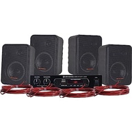 Kit Som Ambiente Hayonik 400W: 4 Caixas Pretas, Amplificador Bluetooth, USB e Mais! - imagem 2