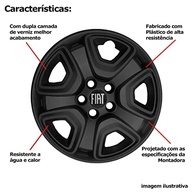 Kit 4 Calotas Fiat Toro Aro 16" 2021-2022 Preto Emblema Novo - Design Moderno - imagem 5