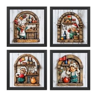 Kit 4 Quadros 18x18 cm Cozinha Mestre Cuca - Decoração Gourmet em Preto - imagem 2
