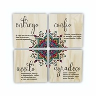 Kit 4 Quadros de Madeira com Mantras de Meditação - Entrego, Confio, Aceito e Agradeço - imagem 2