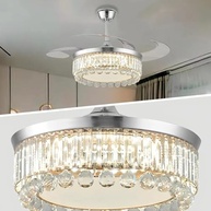 Ventilador de Teto Retrátil com Cristais e LED | 4 Pás, Controle Remoto, Design Luxuoso - imagem 4