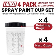 Conjunto de 4 Copos Rígidos 800ml + Anéis de Retenção - Sistema Descartável para Pistola de Pintura - imagem 3