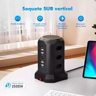 Torre de Tomada Inteligente com 9 Tomadas e 4 USBs - Potência 2500W | Organize e Carregue Tudo! - imagem 4