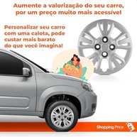 Kit 4 Calotas Uno Way Aro 14 Prata Grid - Design Grid Cubo Baixo - imagem 5
