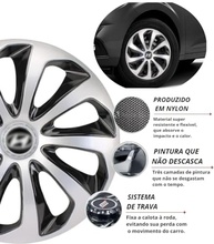 Jogo 4 Calotas Esportivas Velox Aro 14 Preto/Prata - Hyundai HB20 Hatch/Sedan (2015-2024) - imagem 5