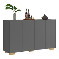 Aparador Buffet 4 Portas Veneza - Design Moderno Grafite/Natural - imagem 4