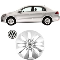 Jogo 4 Calotas Aro 14 VW Gol Voyage G5 G6 (2008-2015) Grid GR112CB Prata com Adesivo Logo Resinado - imagem 3