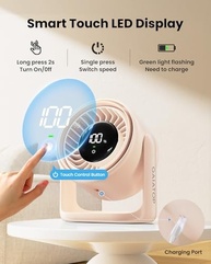 Ventilador de Mesa Gaiatop com Controle de Toque, Bateria 4000mAh, 5 Velocidades, Silencioso, Inclinação 90°, Recarregável USB-C - imagem 3