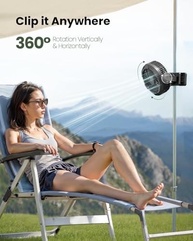 Gaiatop Ventilador Portátil com Lanterna LED 360° - Recarregável 4000mAh, 3 Velocidades, Silencioso - imagem 4