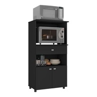 Balcão Multimóveis Multiuso para Forno e Microondas 4060g com 2 Portas e 1 Gaveta - Design Moderno em Preto - imagem 4
