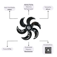 Hélice 6 Pás 40cm para Ventiladores Arno Turbo Silêncio Force - Alta Performance - imagem 5