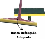 Rodo Esponja Lava Azulejo Profissional 40CM Plus - Fibra Abrasiva para Limpeza Pesada com Rosca Universal - imagem 2