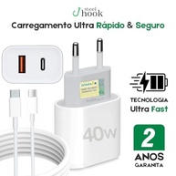 Carregador Turbo 40W Dupla Porta USB-C PD + USB-A QC3 + Cabo Reforçado - Steel Hook - imagem 4