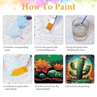 Kit de Pintura por Números para Adultos - Cacto Premium com Tela 40x50cm, Tintas Acrílicas e Acessórios - imagem 5