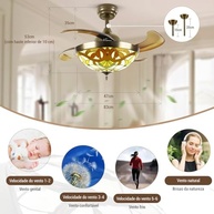 Ventilador de Teto com Luminária 42" LED Regulável 110V - 6 Velocidades Silencioso - imagem 3