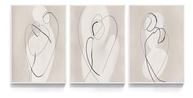 Kit 3 Quadros Arte Minimalista Riscos Forma Orgânica Moderno - 43x32cm Branco - imagem 5
