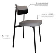 Cadeira Fixa Alloa 50 X 44,7 X 83,8 cm - Design Contemporâneo com Toques Retrô em Aço e Tecido - imagem 5