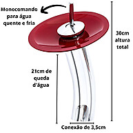 Cuba de Banheiro Vidro + Torneira Cascata Inox 45cm - imagem 2