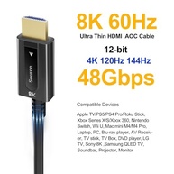 Cabo HDMI 8K Fibra Óptica 8m - 48Gbps, 8K@60Hz, 4K@120Hz, HDR, eARC para PS5/Xbox Series X/S - imagem 3