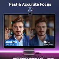 EMEET Webcam 4K, webcam S600 com tripé, 2 microfones de redução de ruído, FOV ajustável de 40° a 73°, foco automático PDAF, capa de privacidade integrada, câmera de streaming para jogos, chamadas de - imagem 5